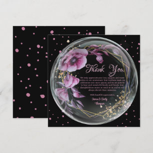 Carte De Remerciements Cadre floral violet et noir Mariage Anniversaire