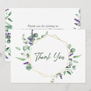 Carte De Remerciements Cadre géométrique moderne en eucalyptus