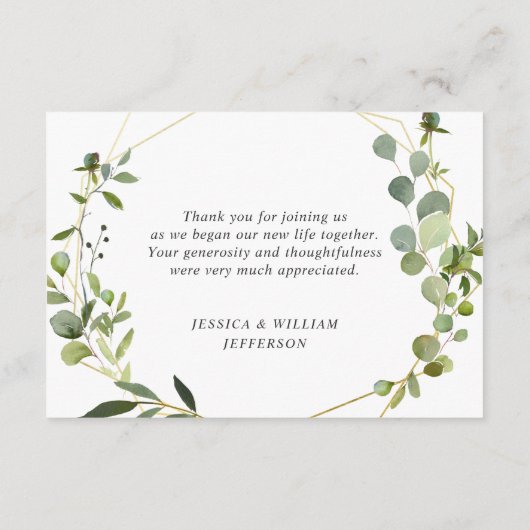 Carte De Remerciements Cadre géométrique moderne Eucalyptus (Dos)