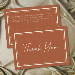 Carte De Remerciements Cadre minimaliste en terracotta rouillée pour mari