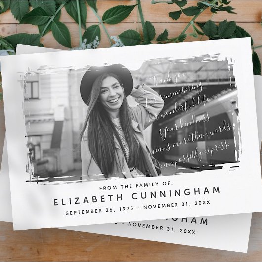 Carte De Remerciements Cadre photo moderne et simple Memorial