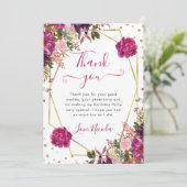 Carte De Remerciements Cadre rose Fleurs d'été Anniversaire (Debout devant)