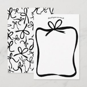 Carte De Remerciements Cadre Ruban à Nœud Élégant Mariage CUSTOM