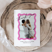 Carte De Remerciements Cadre transparent ondulé rose moderne, mariage pho