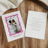 Carte De Remerciements Cadre transparent ondulé rose moderne, mariage pho