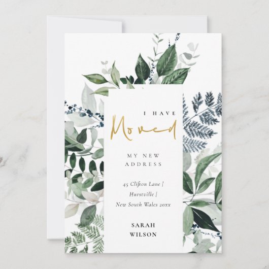 Carte De Remerciements Cadre vert or vert J'ai Moved Card (Devant)