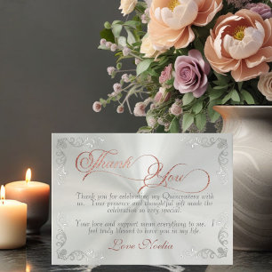 Carte De Remerciements Cadre Vintage & Diadème Quinceanera Vert Pastel