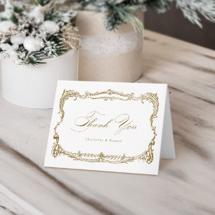 Carte De Remerciements Cadre Vintage Or en Script Classique