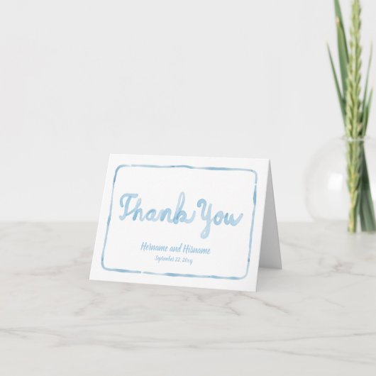 Carte De Remerciements Cadre Whimsical Simple Lumière Bleu Main Tirée (Devant)