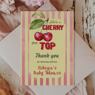 Carte De Remerciements Café Cerise Rétro Rouge Jaune Baby Shower