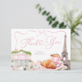 Carte De Remerciements Café parisien coquet brunch de mariage français (Debout devant)