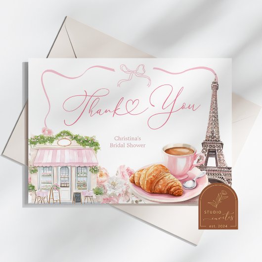 Carte De Remerciements Café parisien coquet brunch de mariage français