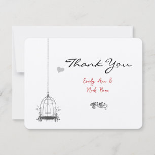 Carte De Remerciements Cage à oiseaux vintage accents rouges Mariage Reme