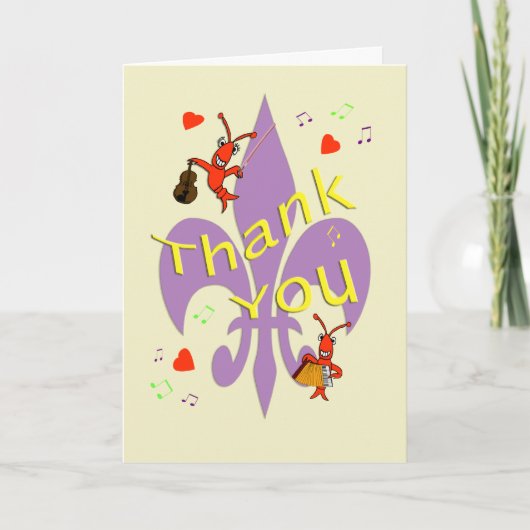 Carte De Remerciements Cajun Fleur de Lis Crawfish Thank You (Devant)