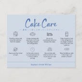 Carte De Remerciements Cake Care Instructions Blue Minimalist (Devant)