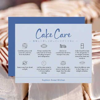 Carte De Remerciements Cake Care Instructions Blue Minimalist