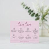 Carte De Remerciements Cake Care Instructions Pink Minimalist (Debout devant)