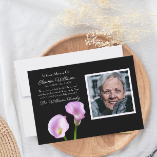 Carte De Remerciements Calla Lilies de sympathie pour remerciements de fu