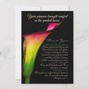 Carte De Remerciements Calla Lily Écriture – Fleurs Rouge Jaune Vert