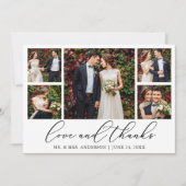 Carte De Remerciements Calligraphie 6 Photo Love Thanks QR Code Mariage (Devant)