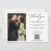 Carte De Remerciements Calligraphie 6 Photo Love Thanks QR Code Mariage (Dos)