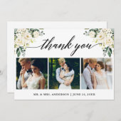 Carte De Remerciements Calligraphie Aquarelle Fleurs Blanches Photo de Ma (Devant / Derrière)