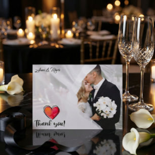 Carte De Remerciements Calligraphie aquarelle romantique photo mariage