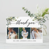 Carte De Remerciements Calligraphie Aquarelle Verdure Mariage 3 Photo (Debout devant)