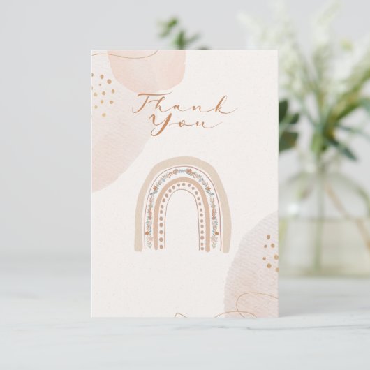 Carte De Remerciements Calligraphie arc-en-ciel bohème neutre (Debout devant)