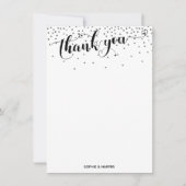 Carte De Remerciements Calligraphie avec Coeurs et Confetti Argent (Devant)