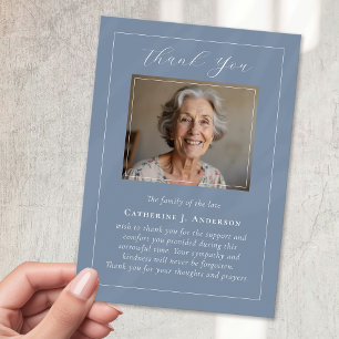 Carte De Remerciements Calligraphie bleu poussiéreux Photo Sympathy Funer