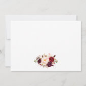 Carte De Remerciements Calligraphie Bourgogne Floral Mariage (Dos)