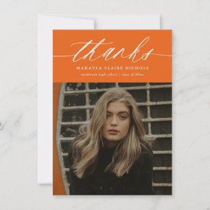 Carte De Remerciements Calligraphie Budget Deux Photo Orange Graduation