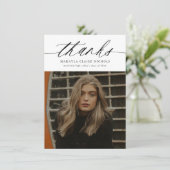 Carte De Remerciements Calligraphie budgétaire Deux photo noir Graduation (Debout devant)