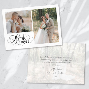 Carte De Remerciements Calligraphie Chic Heart Mariage