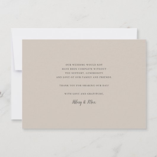 Carte De Remerciements Calligraphie classique Script Mariage photo plat (Dos)