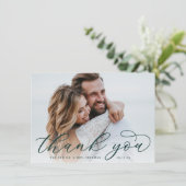 Carte De Remerciements Calligraphie classique Script Mariage photo plat (Debout devant)