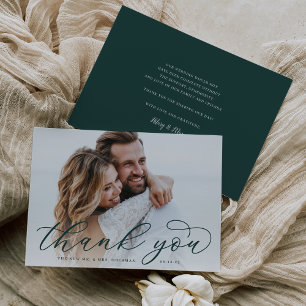 Carte De Remerciements Calligraphie classique Script Mariage photo plat