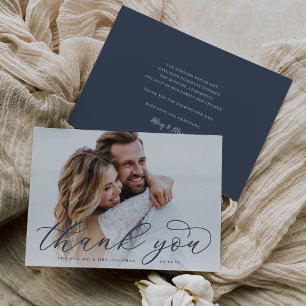 Carte De Remerciements Calligraphie classique Script Mariage photo plat