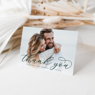 Carte De Remerciements Calligraphie classique Script Mariage photo pliée