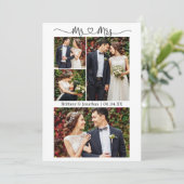 Carte De Remerciements Calligraphie Coeur M. et Mme Mariage 4 Photo (Debout devant)