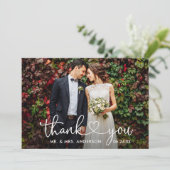 Carte De Remerciements Calligraphie Cœur Mariage Mariée Mari 6 Photos (Debout devant)