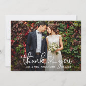 Carte De Remerciements Calligraphie Coeur QR Code 4 Mariage photo (Devant)