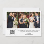 Carte De Remerciements Calligraphie Coeur QR Code 4 Mariage photo (Dos)