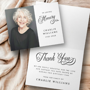 Carte De Remerciements Calligraphie dans la mémoire amoureuse funérailles