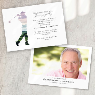 Carte De Remerciements Calligraphie de golf Sympathy Photo Funérailles