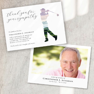 Carte De Remerciements Calligraphie de golf Sympathy Photo Funérailles
