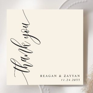 Carte De Remerciements Calligraphie de mariage couleur crème ivoire