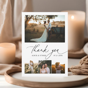 Carte De Remerciements Calligraphie de script Photo Mariage Remerciement