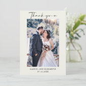 Carte De Remerciements Calligraphie de script photo Mariage simple (Debout devant)